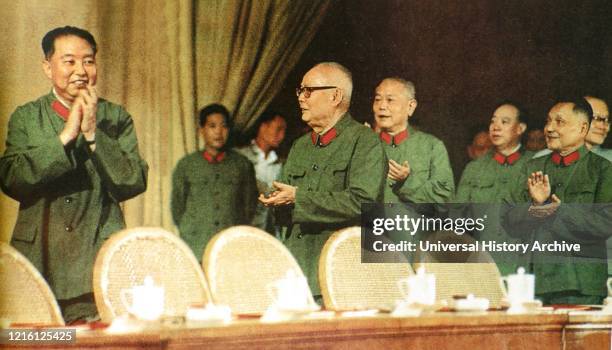 Eleventh National Congress of the Communist Party of China in 1977: Hua Guofeng Chinese communist leader with Ye Jianying , Li Hsien Nien, , both...