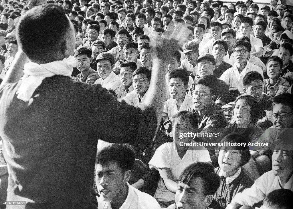 Revolutionary red guards meeting during the Cultural Revolution