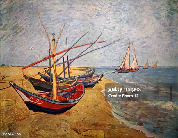 Vincent van Gogh, Dutch school. Fishing Boats on the Beach at Saintes-Maries. June 1888 . Oil on canvas . Amsterdam, Rijksmuseum Vincent van Gogh.