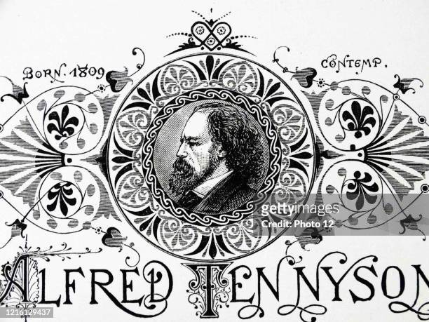 Engraved portrait of Alfred Lord Tennyson Poet Laureate of Great Britain and Ireland. Dated 19th Century.