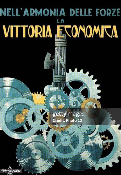 Italian Fascist Party Manifesto propaganda poster. Dated 20th Century.