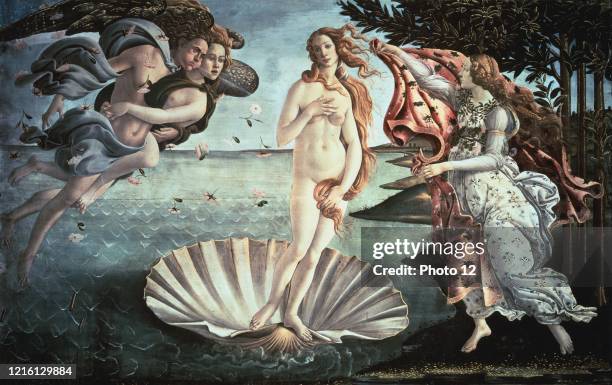 The Birth of Venus', , c1485 by Sandro Botticelli. Found in the collection of the Galleria degli Uffizi, Florence, Italy.