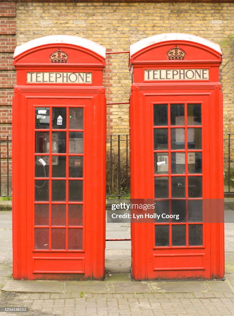 Red telephone boxes London