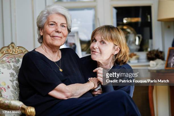 Ada Uderzo the widow of the Albert Uderzo the creator of comic book hero Astérix is photographed for Paris Match with her daughter Sylvie in...