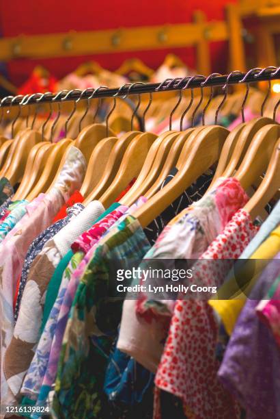 recycled dresses for sale - thrift shopping stock pictures, royalty-free photos & images