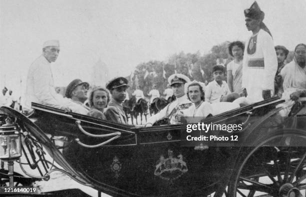 Lord Mountbatten Viceroy of India at the ceremony marking the independence of India 1947.