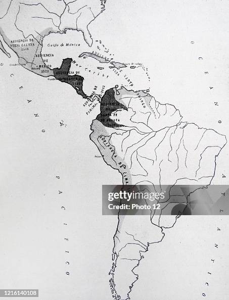 Hacienda System Map Map showing the regions of Spanish colonial administration in their ...