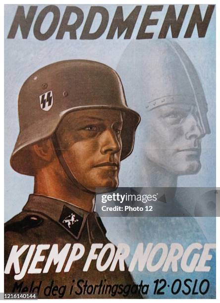 Propaganda poster inviting Norwegians to join the SS They will have little success. Dated 1941.