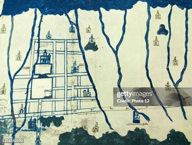 Map depicting Coatepec, Veracruz, Mexico. Dated 16th Century.