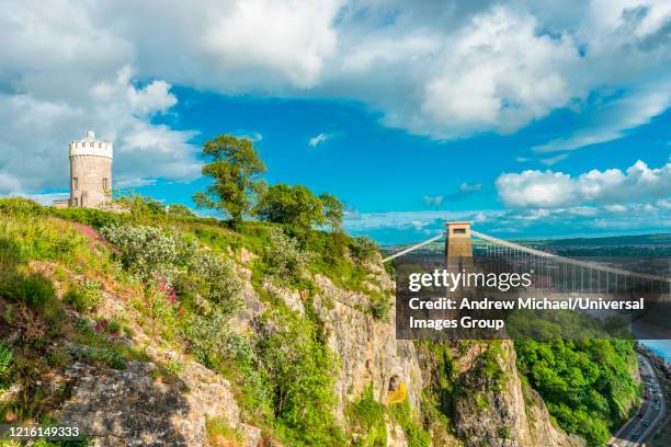 clifton observatory on  clifton down, close to the clifton suspension bridge which spans the river avon, bristol, england. - bristol skyline stock pictures, royalty-free photos & images