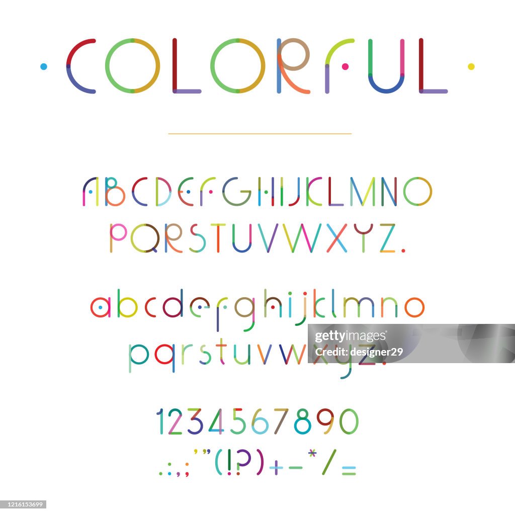 Alphabet Line Colorful Colorful Alphabet On White Background High-Res Vector Graphic - Getty ...