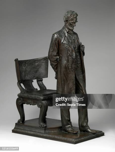 The Man , 1884-87; reduced 1910; cast 1911, Bronze, 40 1/2 x 16 1/2 x 30 1/4 in. , Sculpture, Augustus Saint-Gaudens , This statuette is a reduction...