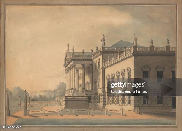 East Front of Wentworth Woodhouse, Yorkshire Pen, ink and watercolor, sheet: 15 x 21 1/2 in. , Drawings, R. Blasson .