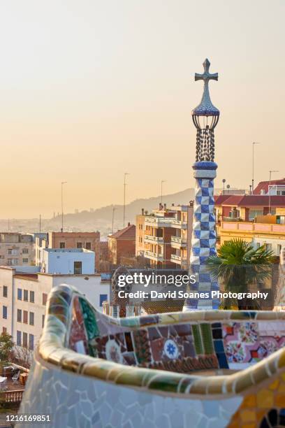 park guell in barcelona, spain - barcelona gaudi stock pictures, royalty-free photos & images