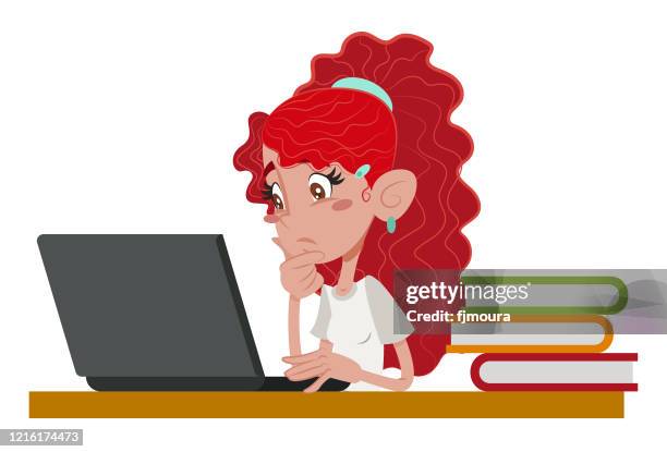 studying and working at home - typing on computer at home stock illustrations