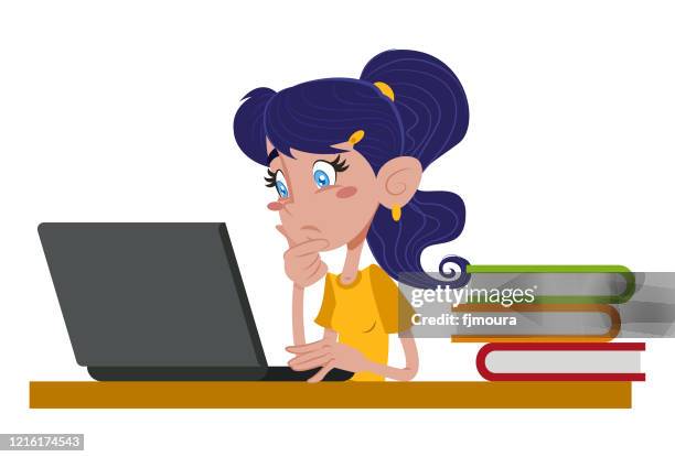 studying and working at home - typing on computer at home stock illustrations