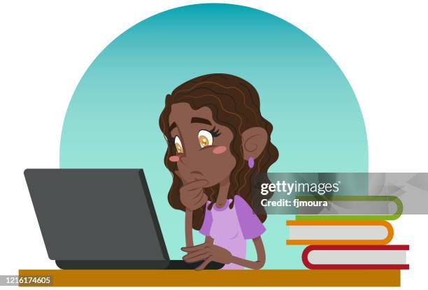 studying and working at home - student typing on computer stock illustrations