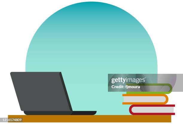 studying and working at home - typing on computer at home stock illustrations