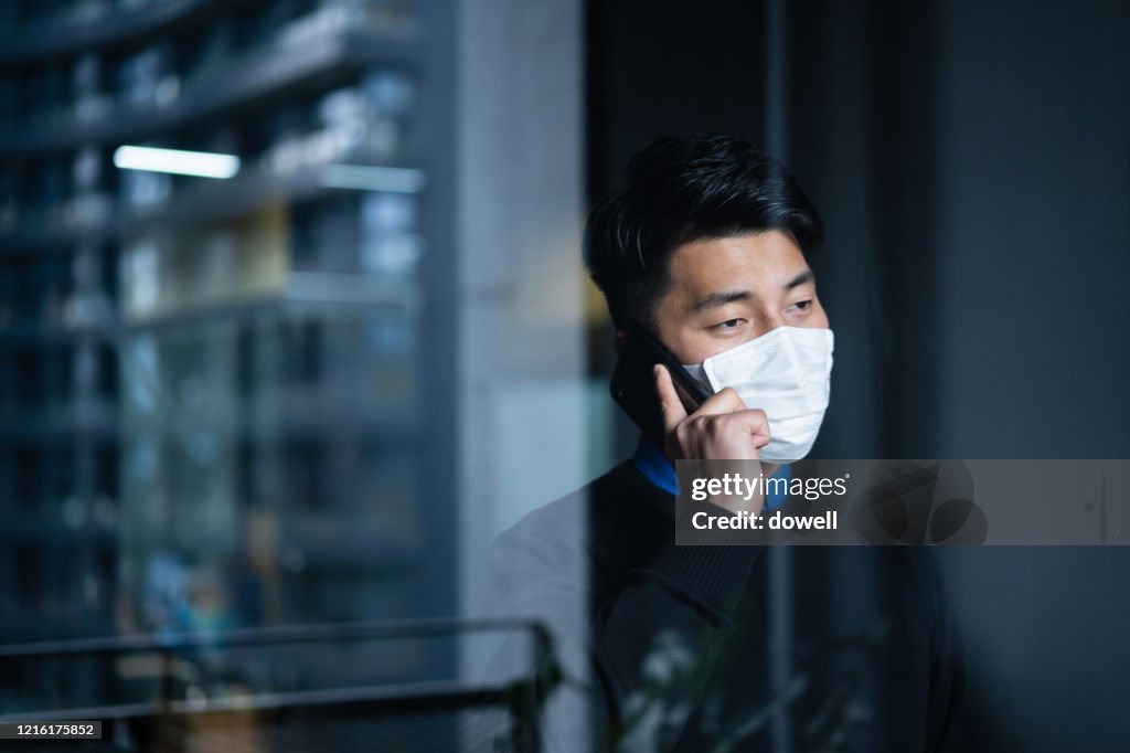 Man self isolating at home