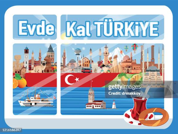 ilustrações de stock, clip art, desenhos animados e ícones de stay at home turkey, (stay at home turkey ) - capadocia
