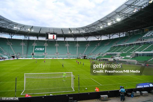 Empty seats because of the Coronavirus during the PKO Ekstraklasa match between Slask Wroclaw and Rakow Czestochowa at Municipal Stadium on May 29,...