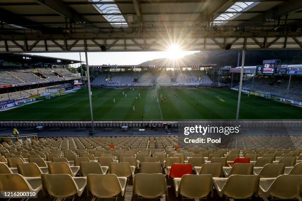 General view during the Bundesliga match between Sport-Club Freiburg and Bayer 04 Leverkusen at Schwarzwald-Stadion on May 29, 2020 in Freiburg im...