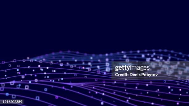abstract digital technology background in perspective - liquid particles. - 3d molecule background stock illustrations