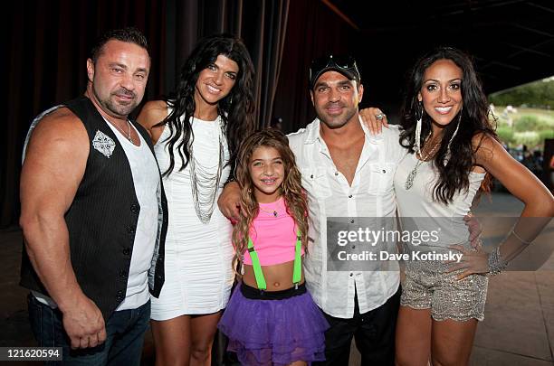 Joe Giudice, Teresa Giudice, Gia Giuduice, Joe Gorga and Melissa Gorga backstage aftger their performances at Beatstock 2011 at Brookhaven...