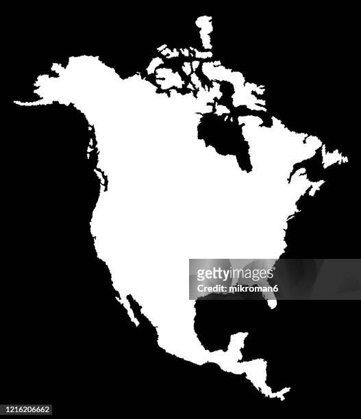 outline of the continent of north america - américa del norte fotografías e imágenes de stock