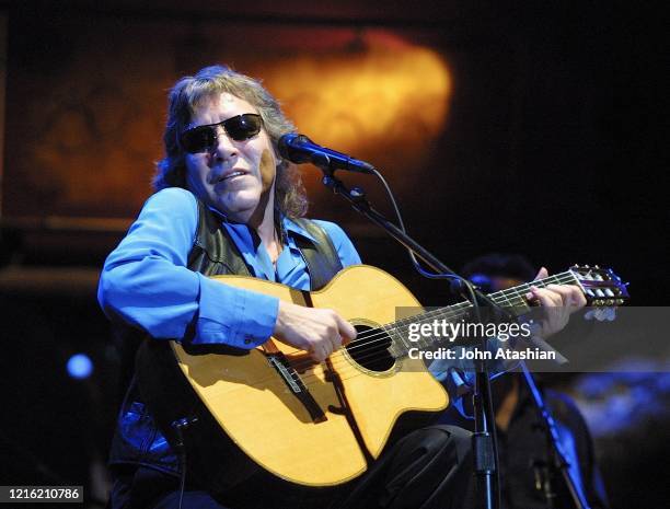 Puerto Rican singer and virtuoso guitarist, José Feliciano is shown performing on stage during a "live" concert appearance on March 28, 2004.