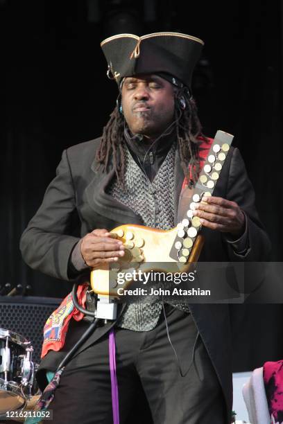Musician Roy Wooten, better known by his stage name, Future Man is shown performing on stage with Bela Fleck & the Flecktones on June 3, 2011.