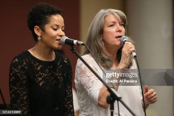 Kori Withers and Kathy Mattea rehearse for the "Lean On Him- A Tribute To Bill Withers" show on September 30, 2015 in New York City.