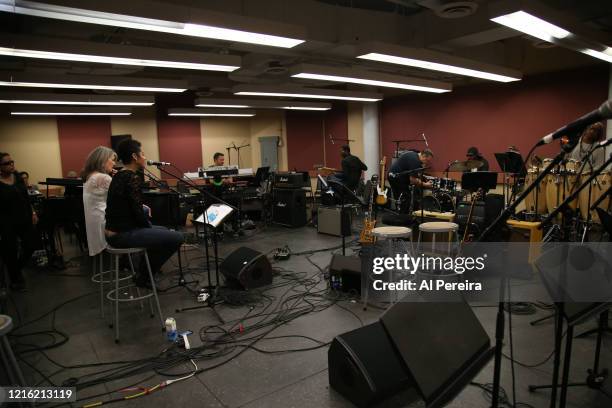 Kori Withers and Kathy Mattea rehearse for the "Lean On Him- A Tribute To Bill Withers" show on September 30, 2015 in New York City.