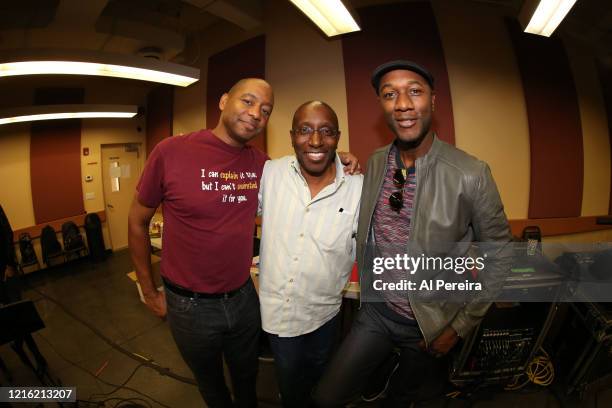 Branford Marsalis and Aloe Blacc and Musical Director Greg Phillinganes rehearse for the "Lean On Him- A Tribute To Bill Withers" show on September...