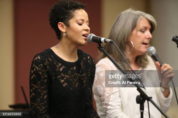 Kori Withers and Kathy Mattea rehearse for the "Lean On Him- A Tribute To Bill Withers" show on September 30, 2015 in New York City.
