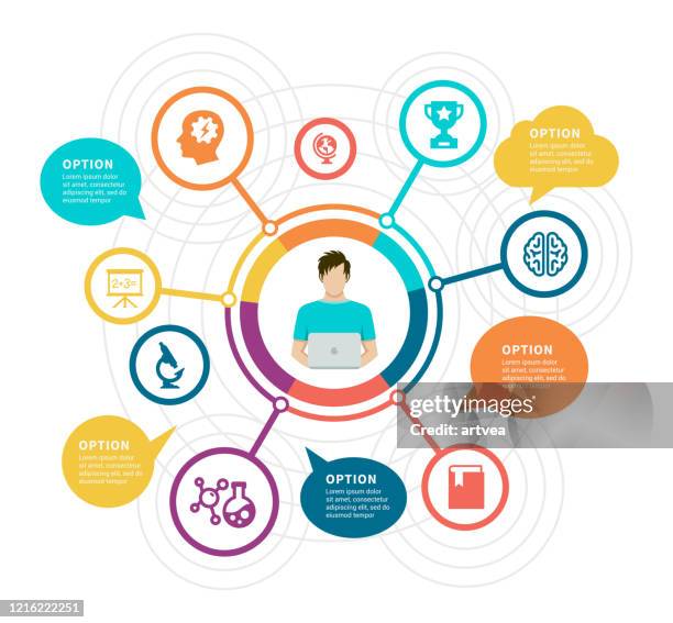 online learning. education infographic elements. - healthcare computer education stock illustrations