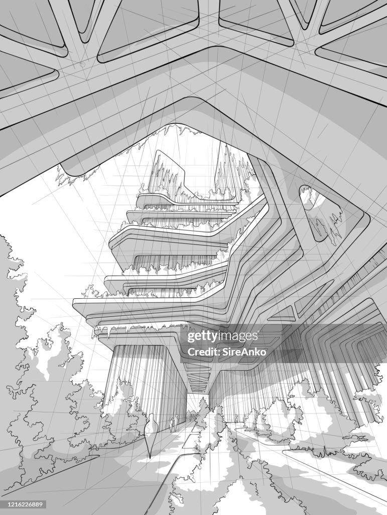 Colored architectural illustration