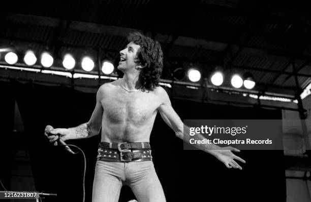Bon Scott from the rock band AC/DC Live at Reading Festival In Reading, UK August 29, 1976