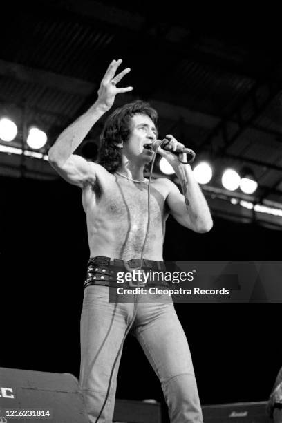 Bon Scott from the rock band AC/DC Live at Reading Festival In Reading, UK August 29, 1976
