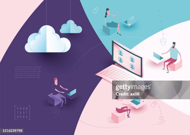 home office online chat - place of work stock illustrations