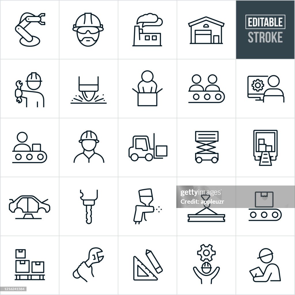 Manufacturing Thin Line Icons - Editable Stroke