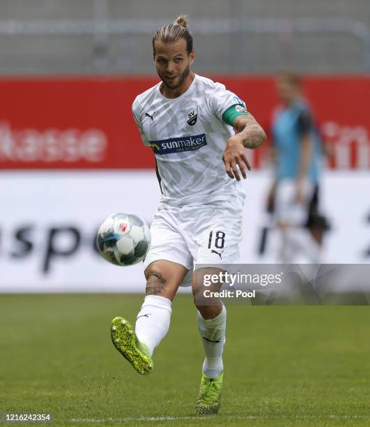 Dennis Diekmeier of Sandhausen in action during the Second Bundesliga match between SV Sandhausen and Hannover 96 at BWT-Stadion am Hardtwald on May...
