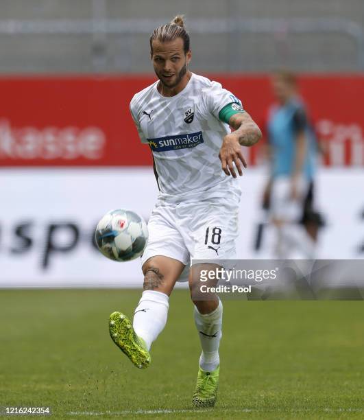 Dennis Diekmeier of Sandhausen in action during the Second Bundesliga match between SV Sandhausen and Hannover 96 at BWT-Stadion am Hardtwald on May...