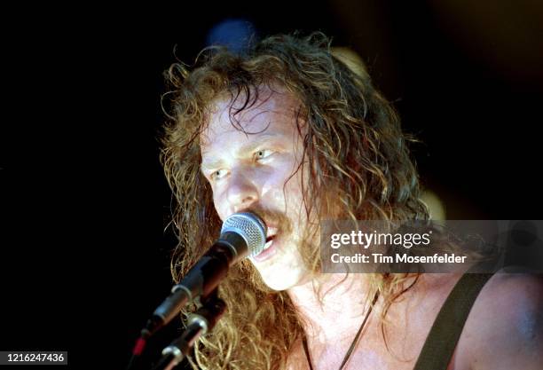 James Hetfield of Metallica performs at the Cow Palace on May 15, 1992 in South San Francisco, California.