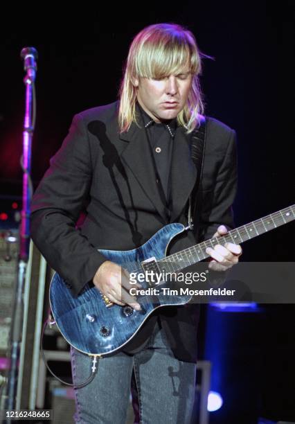 Alex Lifeson of Rush performs at Shoreline Amphitheatre on May 31, 1992 in Mountain View, California.