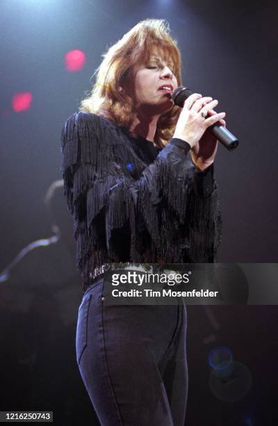 Patty Loveless performs at Shoreline Amphitheatre on June 14, 1992 in Mountain View, California.