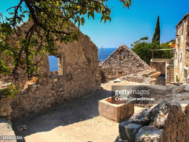 ancient dalmatian village - brac island stock pictures, royalty-free photos & images