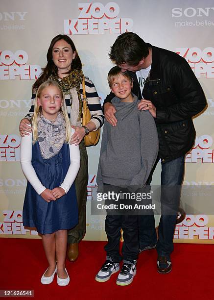 Sara Leonardi, Glen McGrath, Holly McGrath and James McGrath arrive at the "Zookeeper" Australian premiere on August 21, 2011 in Sydney, Australia.