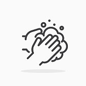 Washing hands icon in line style.