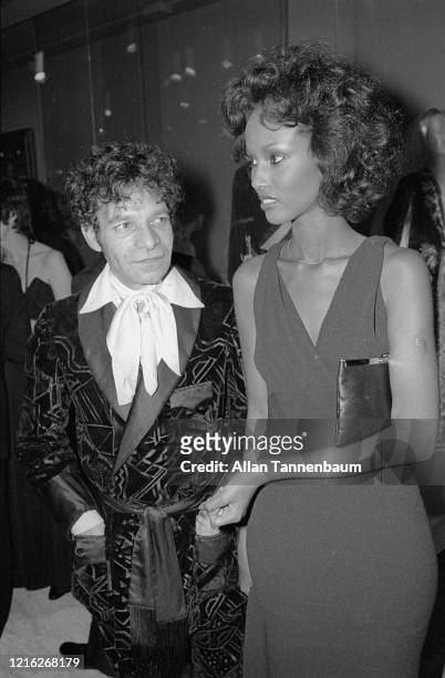 American hairstylist Ara Gallant and Somali-born American model Iman attend the Glory of Russian Costume Exhibition, held in the Metropolitan Museum...